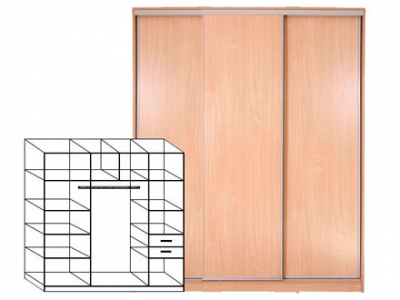 Шкаф-купе (SLIM) ШК 3/8я(sl)-1775х610х2100 (лдсп)